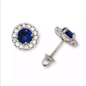 1.00CT Created 💎14K White Gold Halo Earrings